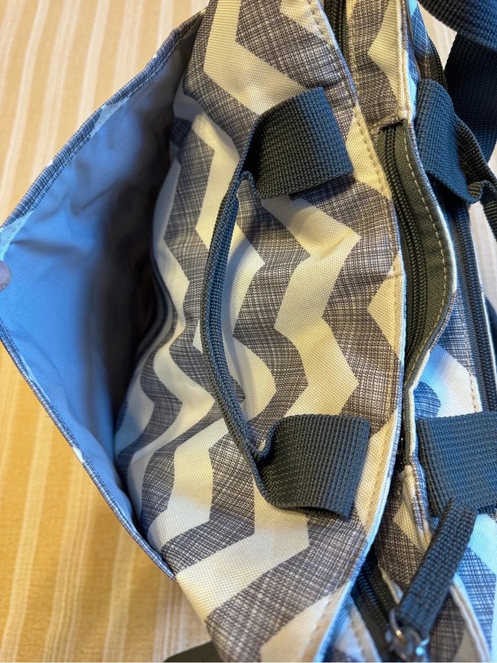 NWOT SKIP HOP Gray and White Chevron TRAVEL OR DIAPER BAG
